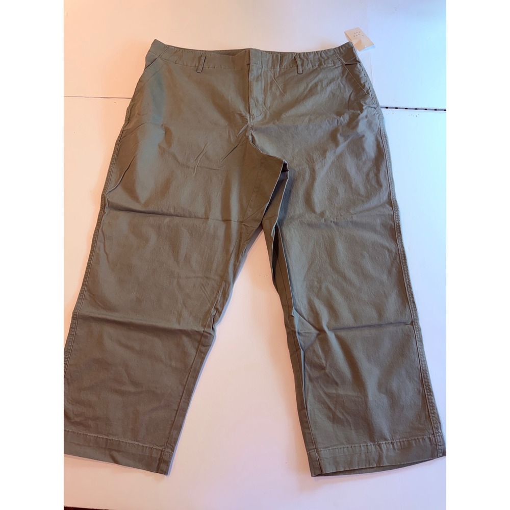 A New Day Womens Olive Green Stretch Chino Pants Size 22 Straight Leg Casual